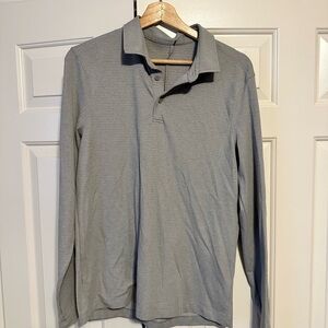 Lululemon Athletica Gray Polo Shirt Long Sleeve